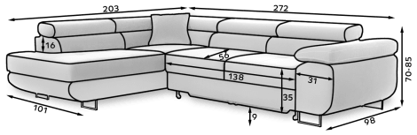 Anton Two-Tone Storage Sleeper Sectional Sofa - Grey/Black