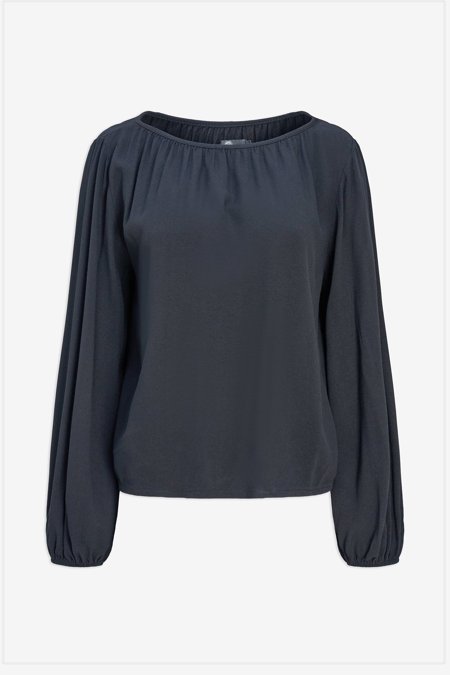 Women's Woven Boat-Neck Top, with Long Sleeves & Gathers At The Collar