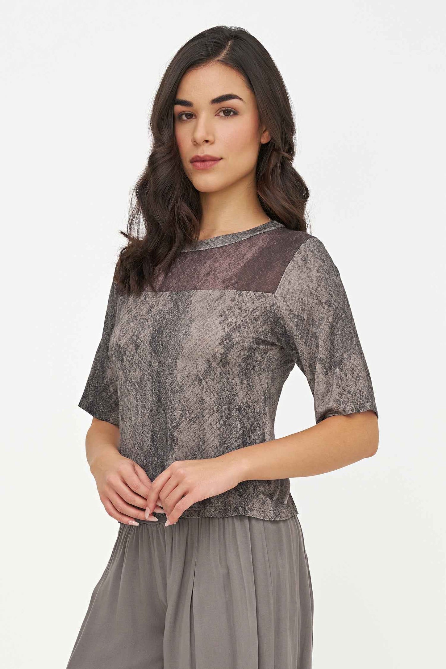 Women's Knit/Woven Combo Top