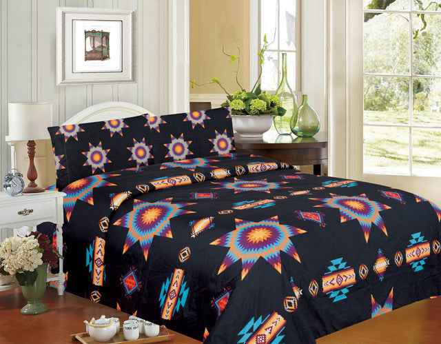 Black Super Soft Sheet Set – Starburst Design