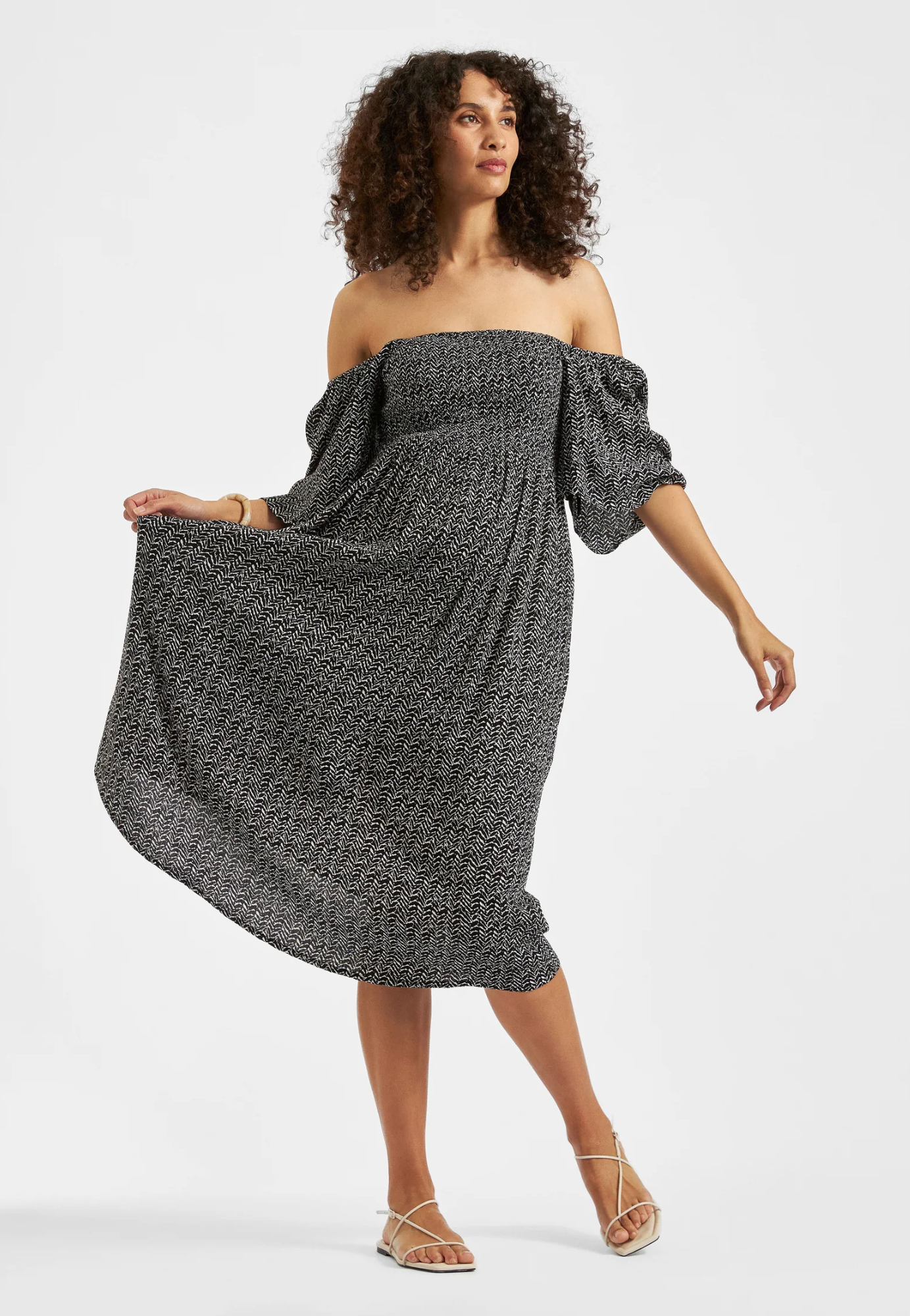 Emmy Shirred Maternity Dress Black / Natural