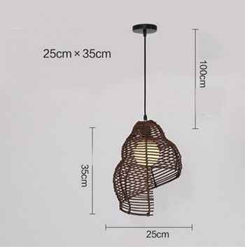 Snail Rattan Pendant Light, Creative Art Southeast Asia Vintage Pendant Lamp Reading Room Wicker Light