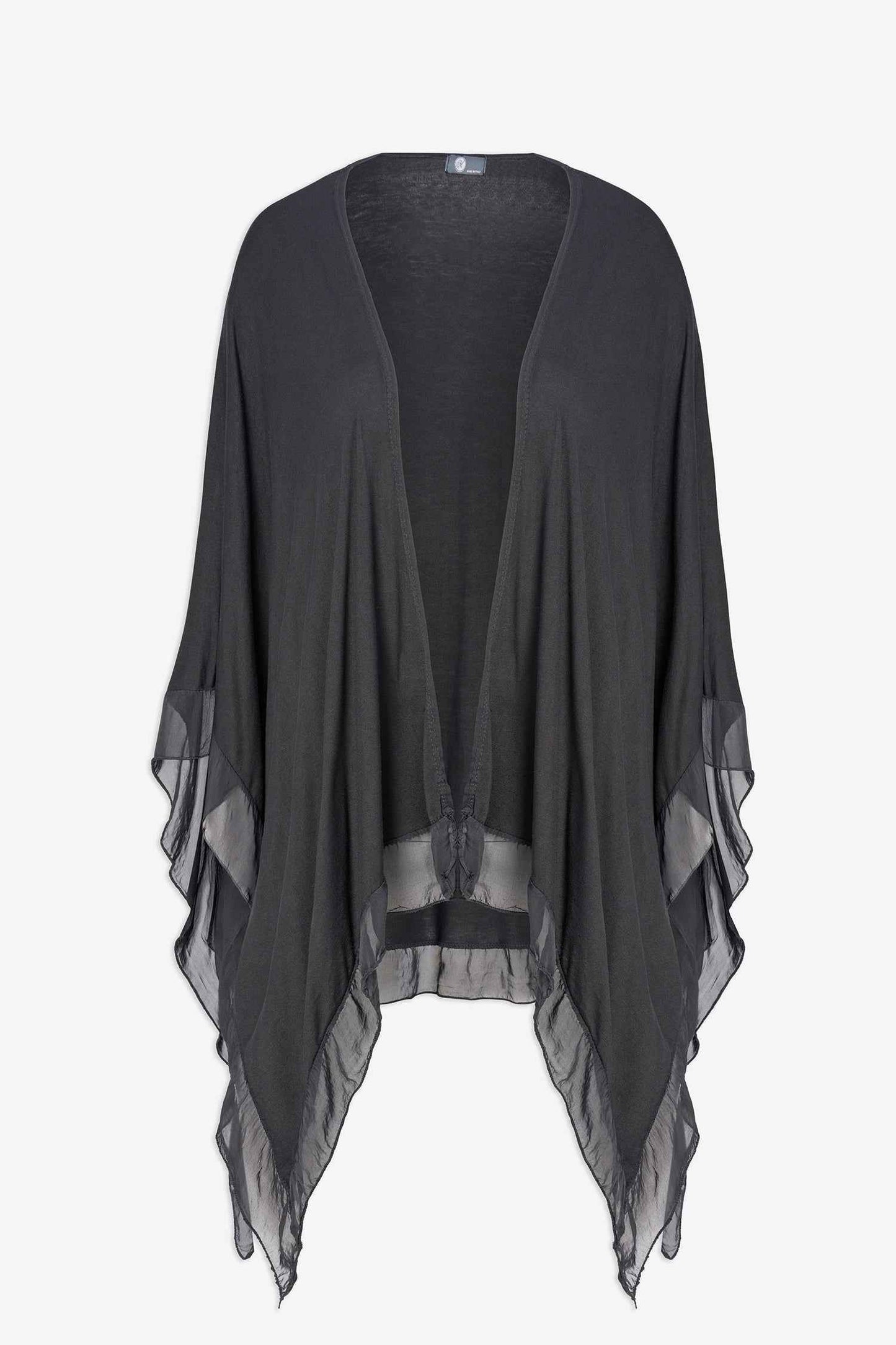 Women's Knit Oversized Cardigan with Sheer Woven Trim Detailing