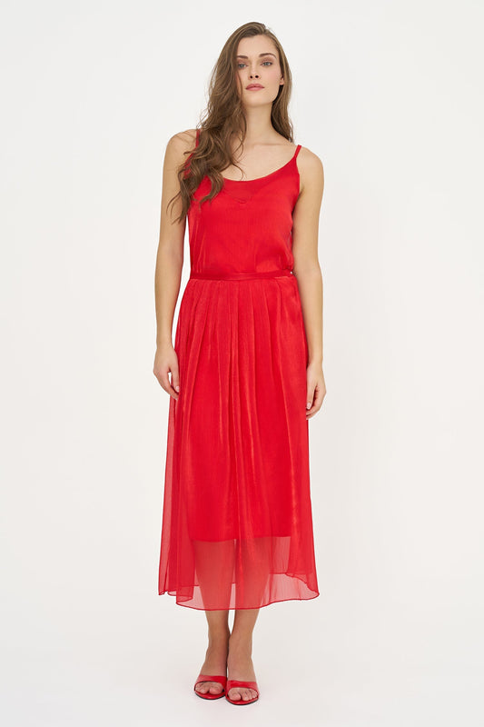 Women's Woven Pull-On A-Line Skirt with Front Pleat Details
