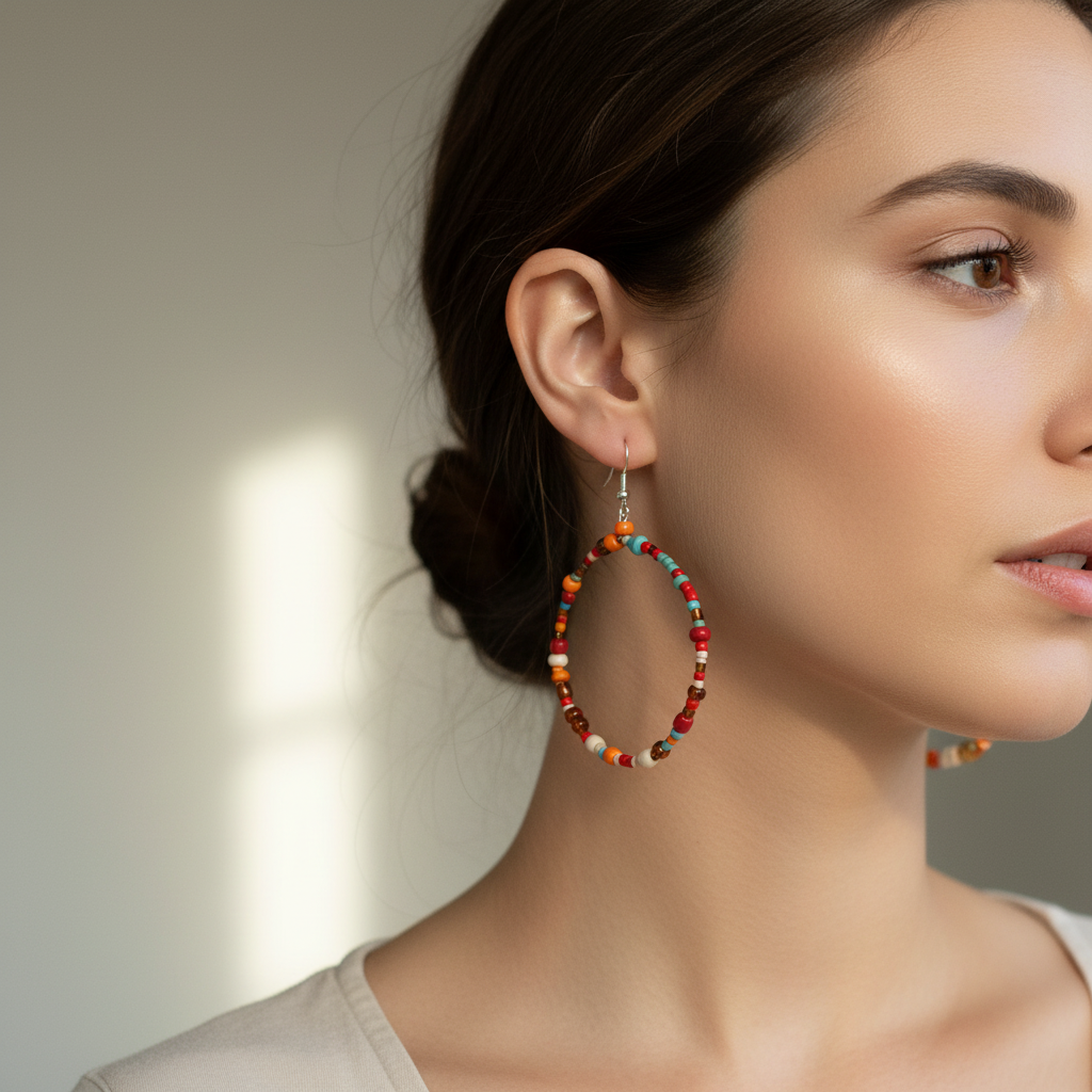 Beaded Hoop Earring
