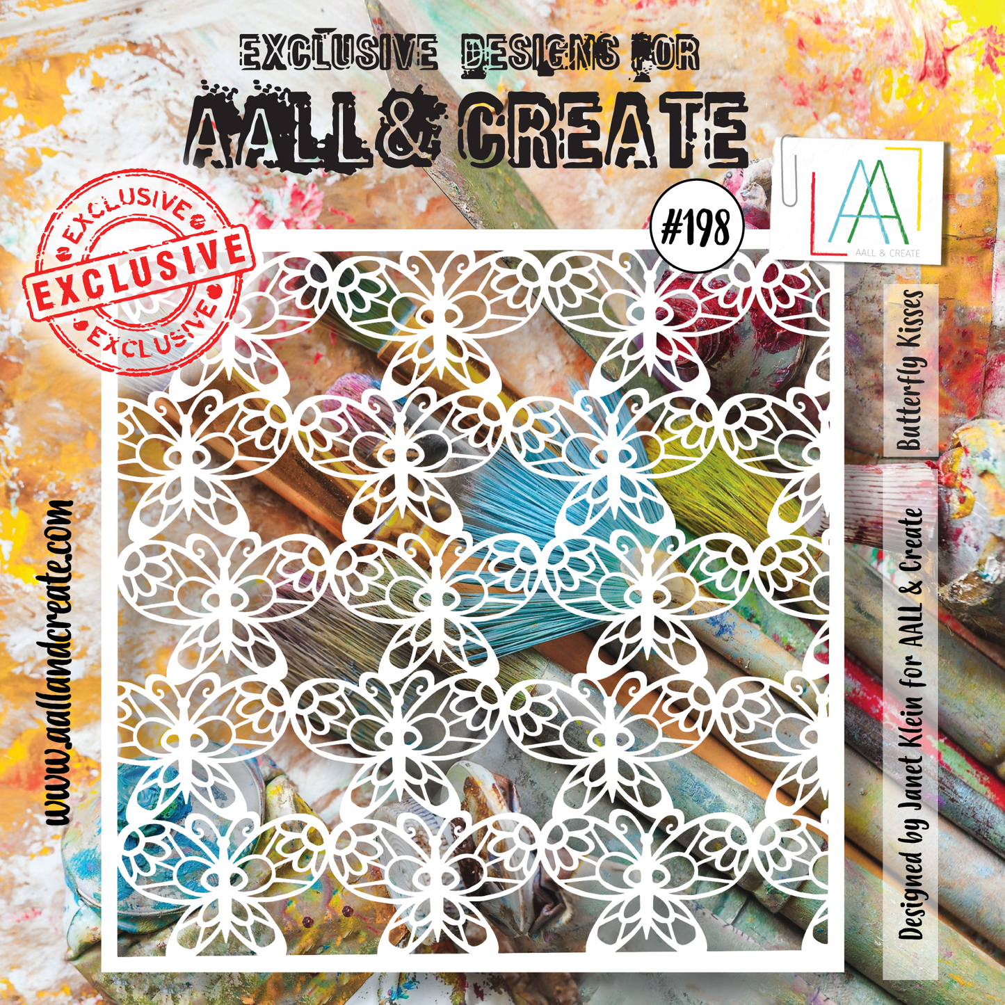 AALL and Create 6"x6" Stencil - 198 - Butterfly Kisses