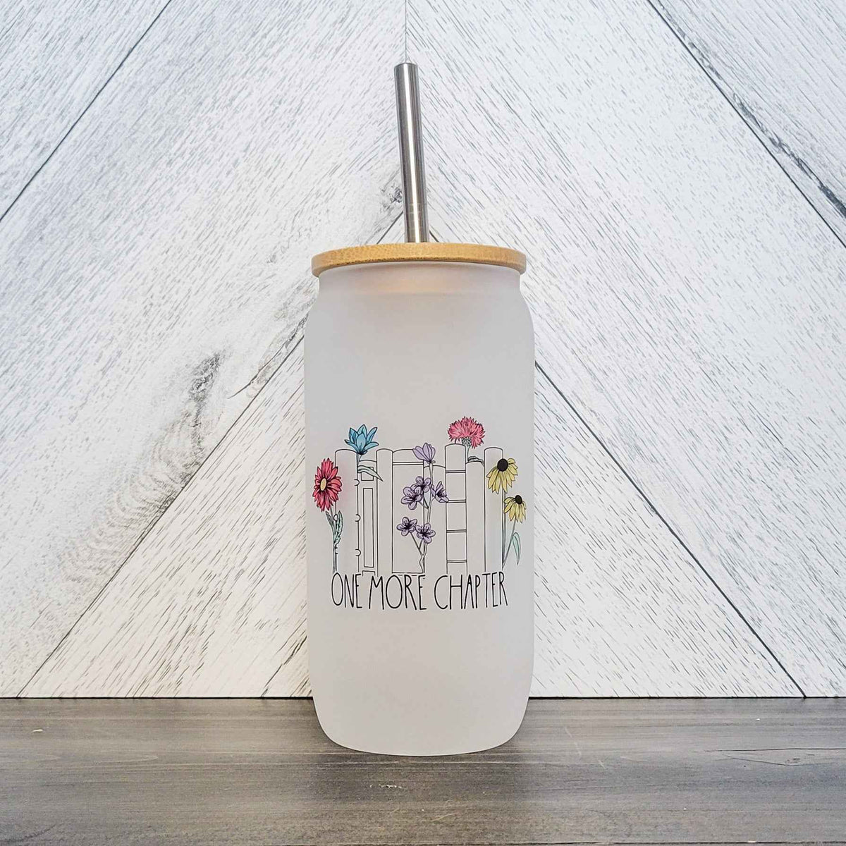 One More Chapter Glass Can with Bamboo Lid