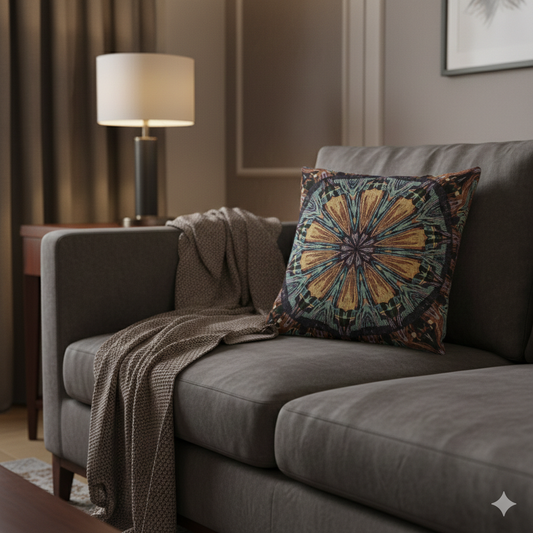Geometric Mandala Woven Pillow | Boho Tile Decorative Cushion - AURABAGS SHOP