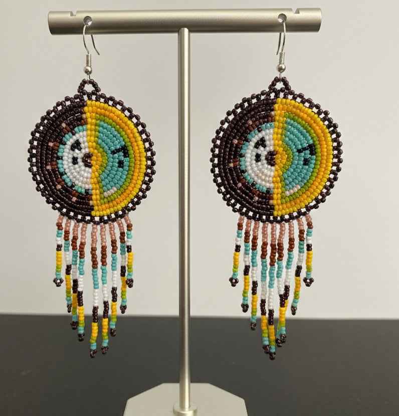 Dark Purple Sun & Moon Beaded Fringe
