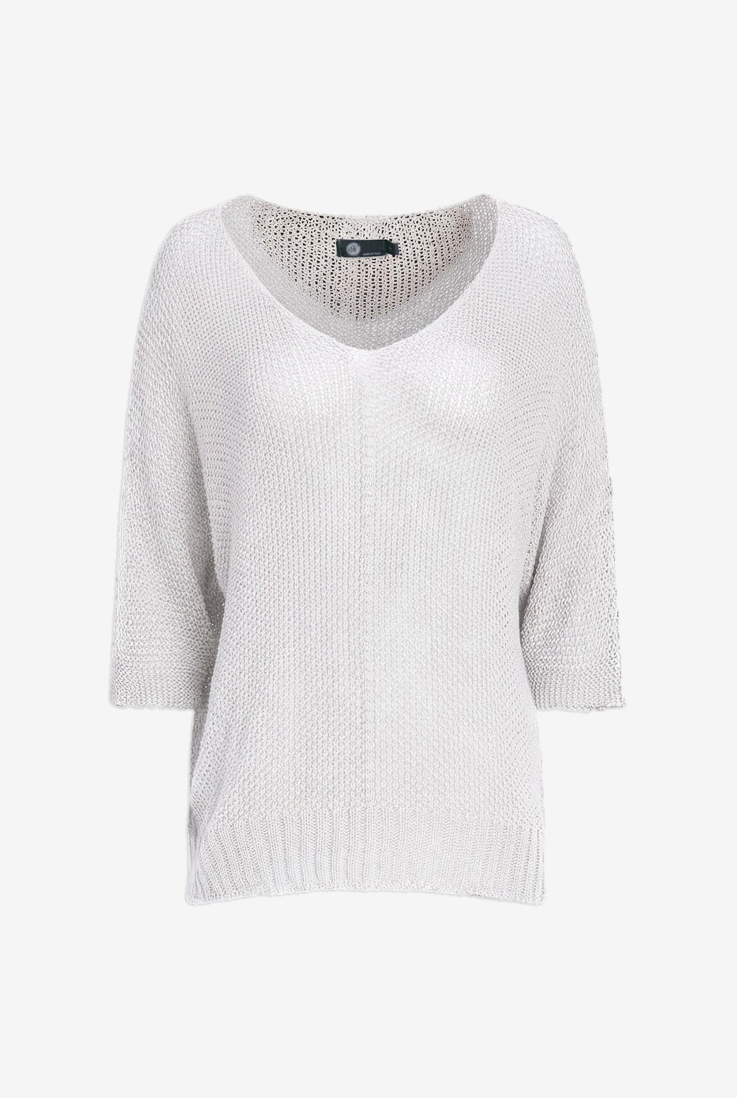 Women's Knit V-Neck Oversized Sweater with 3/4th Length Sleeves