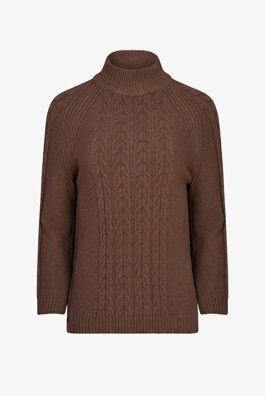 Women's Cable-Knit Mock-Neck Sweater with Long Raglan Sleeves