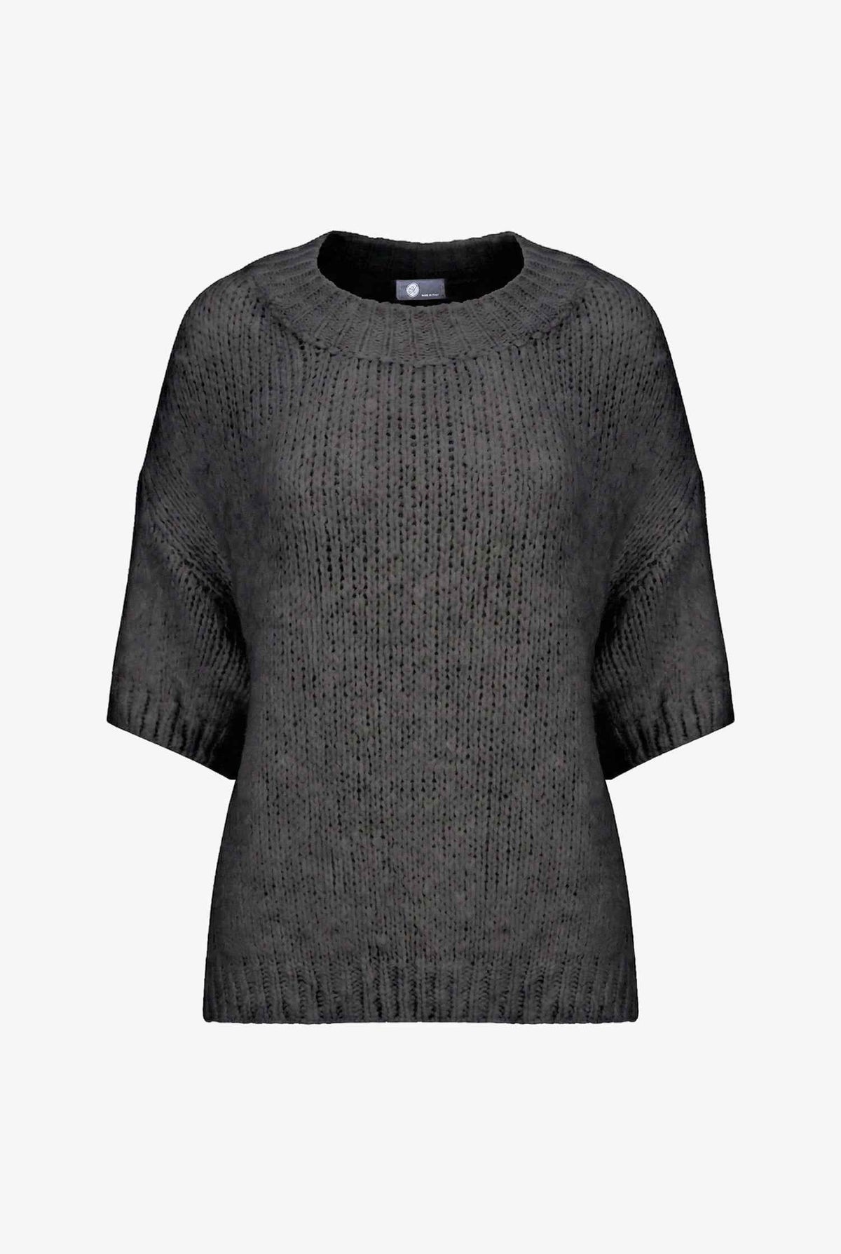 Women's Knit Crew-Neck Sweater with Elbow-Length Sleeves