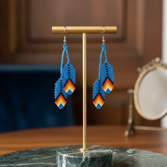 OldTribes™ light blue feather earrings