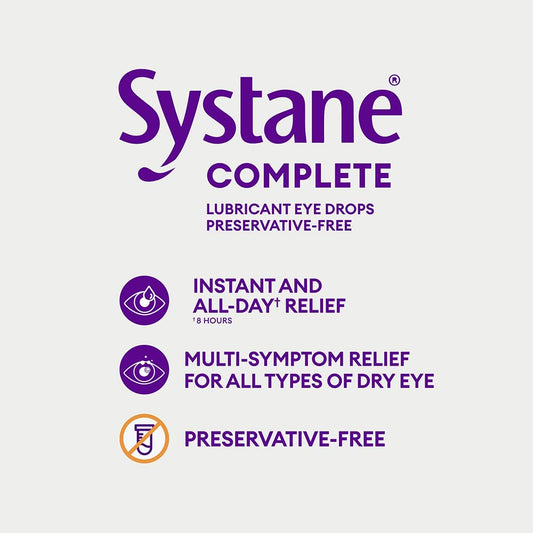 Systane Complete Preservative-Free Eye Drops For dryness, All-In-One Drops For All Types Of Dry, Multi-Symptom dryness Relief, Relief from Extended Screen Time – 2 x 10mL 🍁 All In One Marketplace Canada
