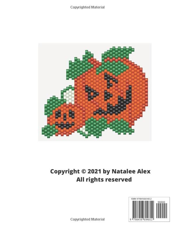 Halloween Collection Brick Stitch Seed Bead Patterns: 24 projects: Pumpkins, Ghosts, Vampires, Black Cats, Bat, Sculls, Castle, Dracula, Owls, Clown, Zombie - Gift for needlewomen