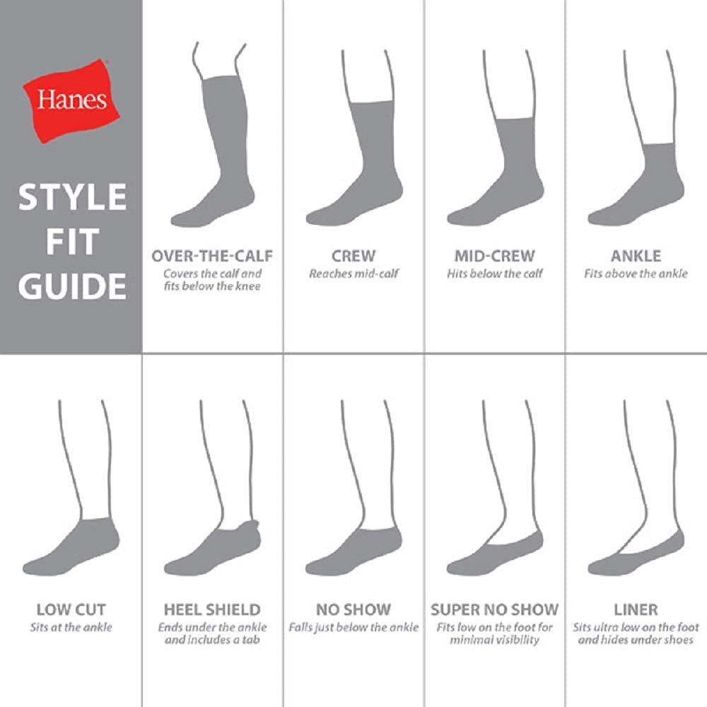 Hanes Men's Socks, Max Cushioned Crew Socks, Available in 6, 8, and 12-Pack, White/Grey Foot Bottom, 12-14 ๐ All In One Marketplace Canada