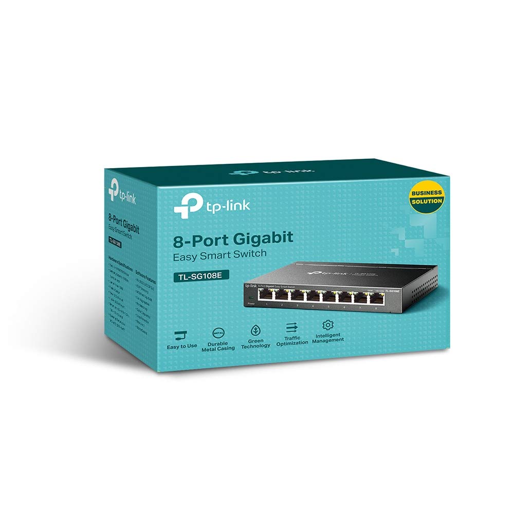 TP-Link 8 Port Gigabit Easy Smart Switch (TL-SG108E) ā Managed, Plug & Play, Metal Housing, QoS, VLAN, IGMP, LAG, Desktop/Wall Mount, Limited Lifetime Protection š All In One Marketplace Canada