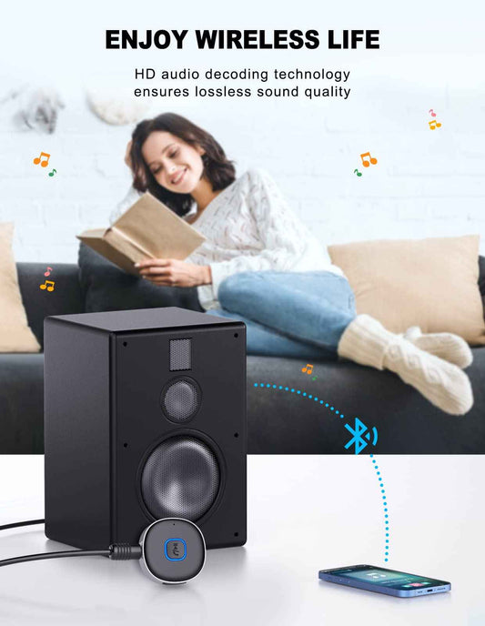 WOCBUY Bluetooth Adapter for Car, 3.5mm AUX Bluetooth Receiver for Music Streaming, Bluetooth 5.0 Wireless Audio Receiver for Car/Home Stereo/Wired Headphones/Speaker, Dual Connection, 12H Playtime 🍁 All In One Marketplace Canada