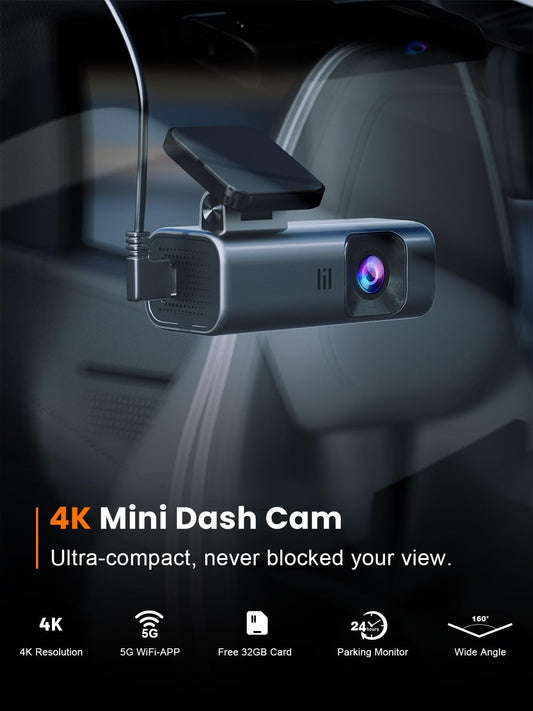 galphi 4K Dash Cam Front, Built-in 5G WiFi, 32GB Card Included, Dash Camera for Cars, Mini Dashcam for Cars with Loop Recording, G-Sensor, 24 Hours Parking Monitor, APP, Support 256GB Max 🍁 All In One Marketplace Canada