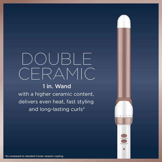 Conair CD705GNC Double Ceramic 1-Inch Curling Wand, 1-inch barrel produces long-lasting curls – Hair curler for short, medium, and long hair, Up to 400˚F high heat with Turbo Boost, Dual Voltage 🍁 All In One Marketplace Canada