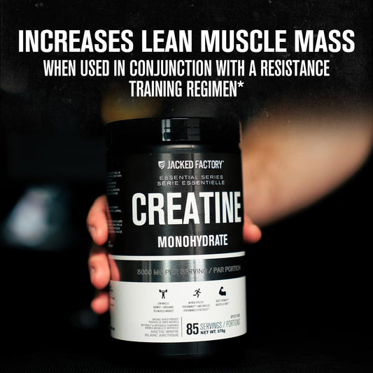 Jacked Factory Creatine Monohydrate Powder - Canadian-Owned Informed Choice Certified Supplement for Increased Muscle Mass*, Improved Strength, Power, & Performance** - 85 Servings, Arctic White 🍁 All In One Marketplace Canada