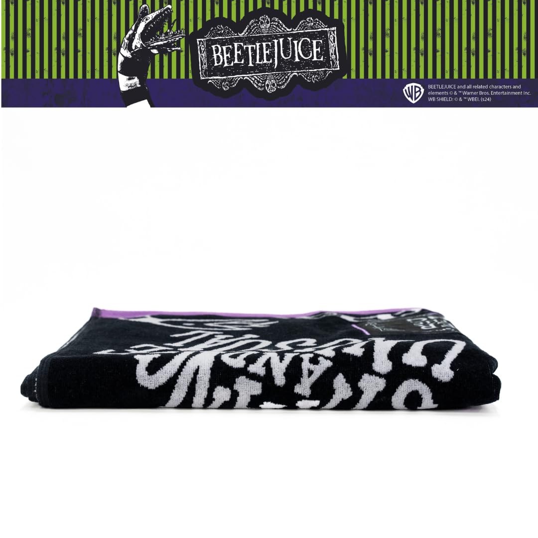 Franco Luxe Beetlejuice Halloween Goth Super Soft Plush Oversized Cotton Jacquard Bath/Pool/Beach Towel, 64 in x 34 in, (Officially Licensed Product)