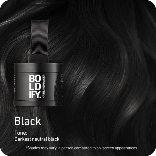 BOLDIFY Hairline Powder - Root Touch Up Hair Color for Gray Coverage - Bald Spot Concealing Hair Powder for Women & Men - 24-Hour Stain-Proof - Black 🍁 All In One Marketplace Canada