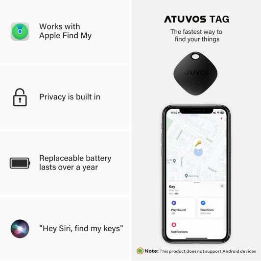 ATUVOS Air Tracker Tag 2 Pack, Luggage Tracker Key Finder Work with Apple Find My APP (iOS Only, Android not Supported), Bluetooth Item Locator for Car Key, Bag, Wallet, Suitcase, Replaceable Battery 🍁 All In One Marketplace Canada