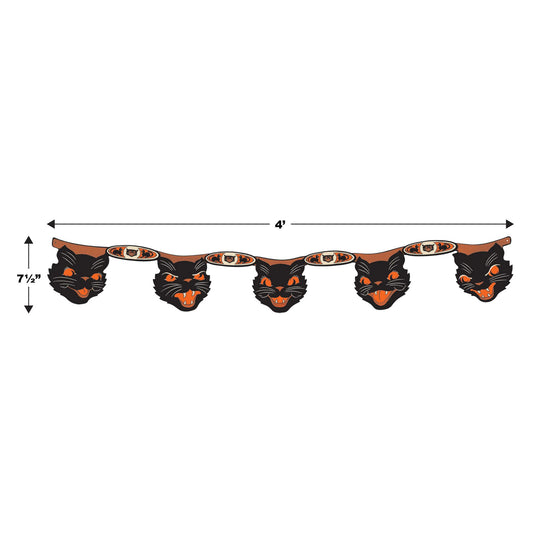Beistle 2 Piece Vintage Halloween Party Decorations - Black Cat Banners