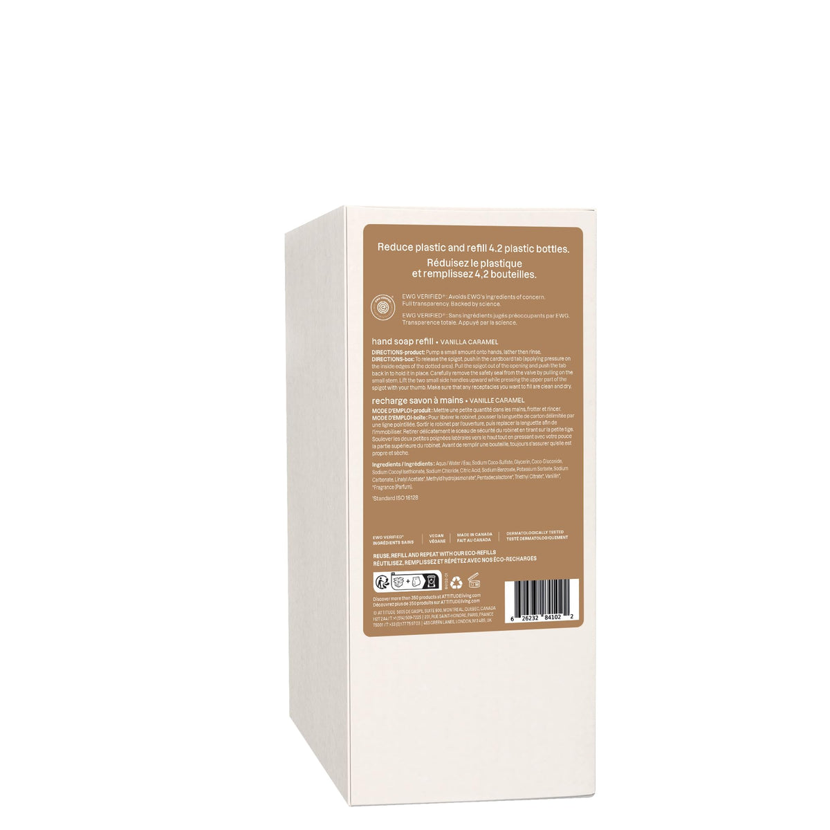 ATTITUDE Liquid Hand Soap Refill, EWG Verified, Made in Canada, Plant and Mineral-Based, Vegan Personal Care Products, Vanilla Caramel Scent, 2 L ๐ All In One Marketplace Canada