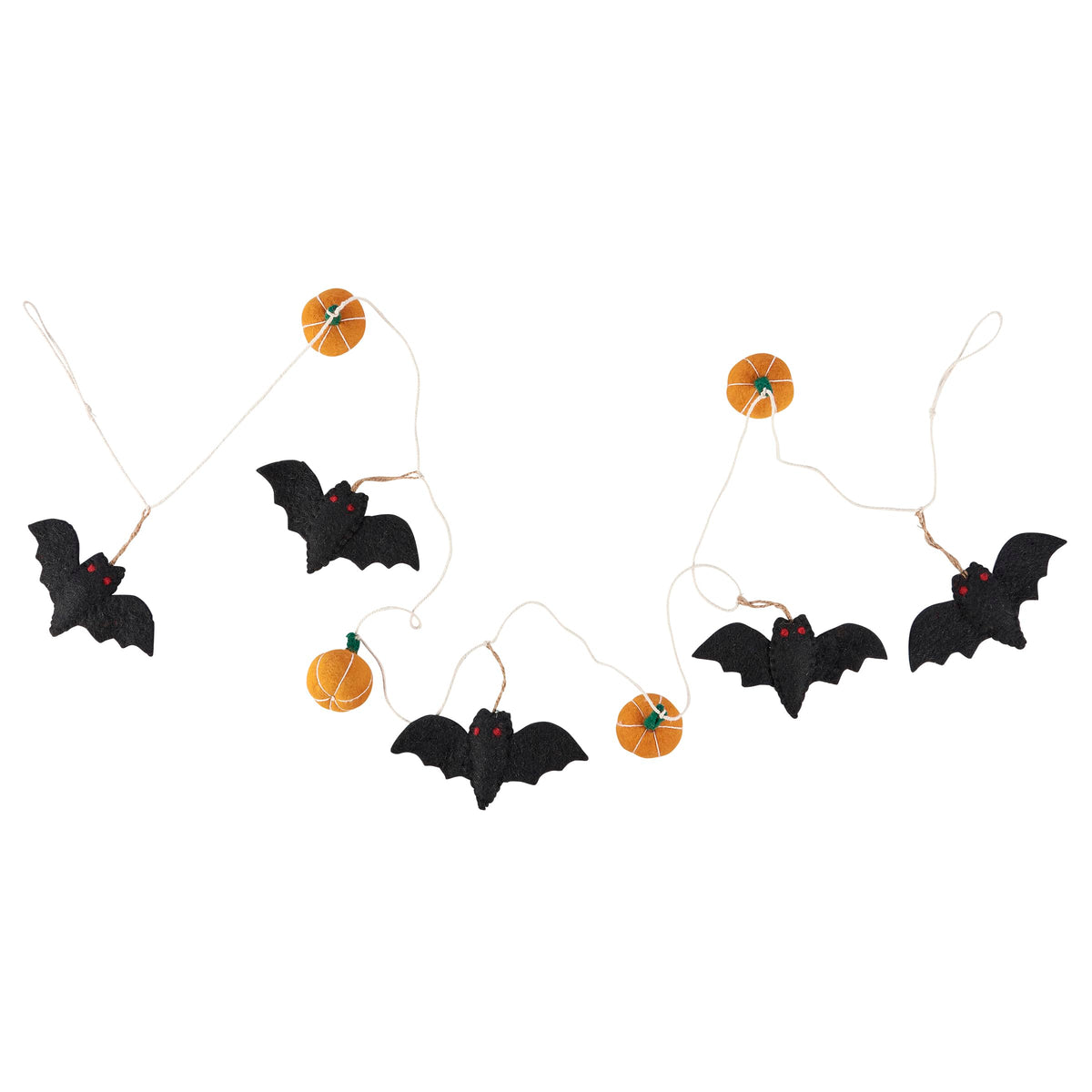Primitives by Kathy Halloween Felt Bats and Pumpkins Garland - 72" Seasonal Home Decor