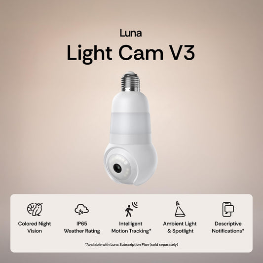 Luna Light Bulb Security Camera Wireless, 360° Pan Tilt Camera, Color Night Vision, LED Bulb & Spotlight, 2.4GHz 5GHz WiFi 6, Indoor Outdoor Porch Camera 🍁 All In One Marketplace Canada
