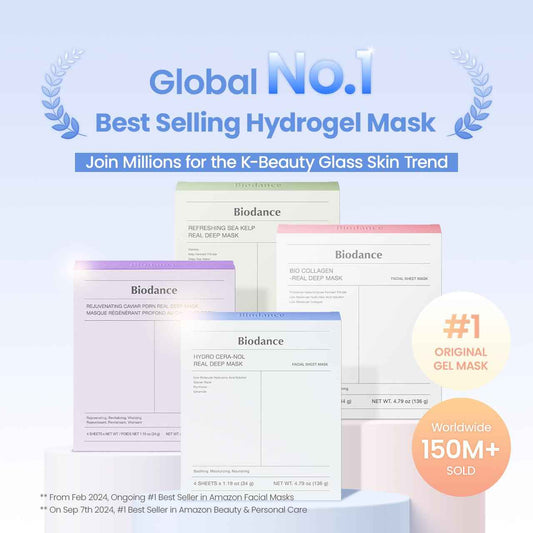 BIODANCE Hydro Cera-nol Real Deep Mask, Hydrogel Mask, Soothing, Moisturising, Nutritious, Korean Skin Care, 34 g x 4 PiecesBIODANCE Hydro Cera-nol Real Deep Mask, Hydrogel Mask, Soothing, Moisturising, Nutritious, Korean Skin Care, 34 g x 4ea