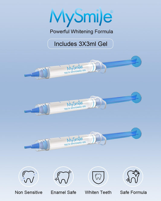 MySmile Teeth Whitening Gel Refills Pack 30+ Treatment Non-Sensitive Enamel Safe Tooth Whitener -10 Min Fast Whitening Teeth - Helps to Remove Stains from Coffee, Smoking, Wines(Excluding Tray Light) 🍁 All In One Marketplace Canada