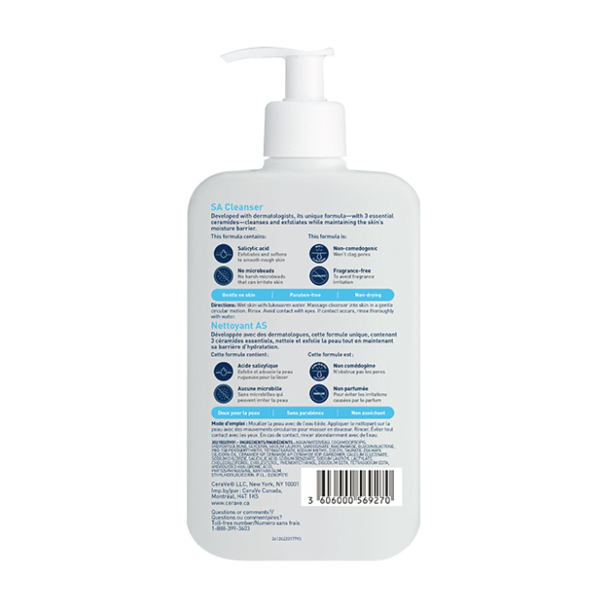 CeraVe Salicylic Acid Cleanser, Renewing Exfoliating Face Wash With Vitamin D for Normal Skin, Fragrance Free, Verified by CeraVe, 473ml đ All In One Marketplace Canada