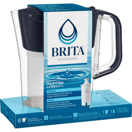 Brita 6 Cup Filter Pitcher with Smart Light Indicator, Reduces Chlorine taste and odour from Tap Water, Filters 151 Litres, Denali, Black 🍁 All In One Marketplace Canada