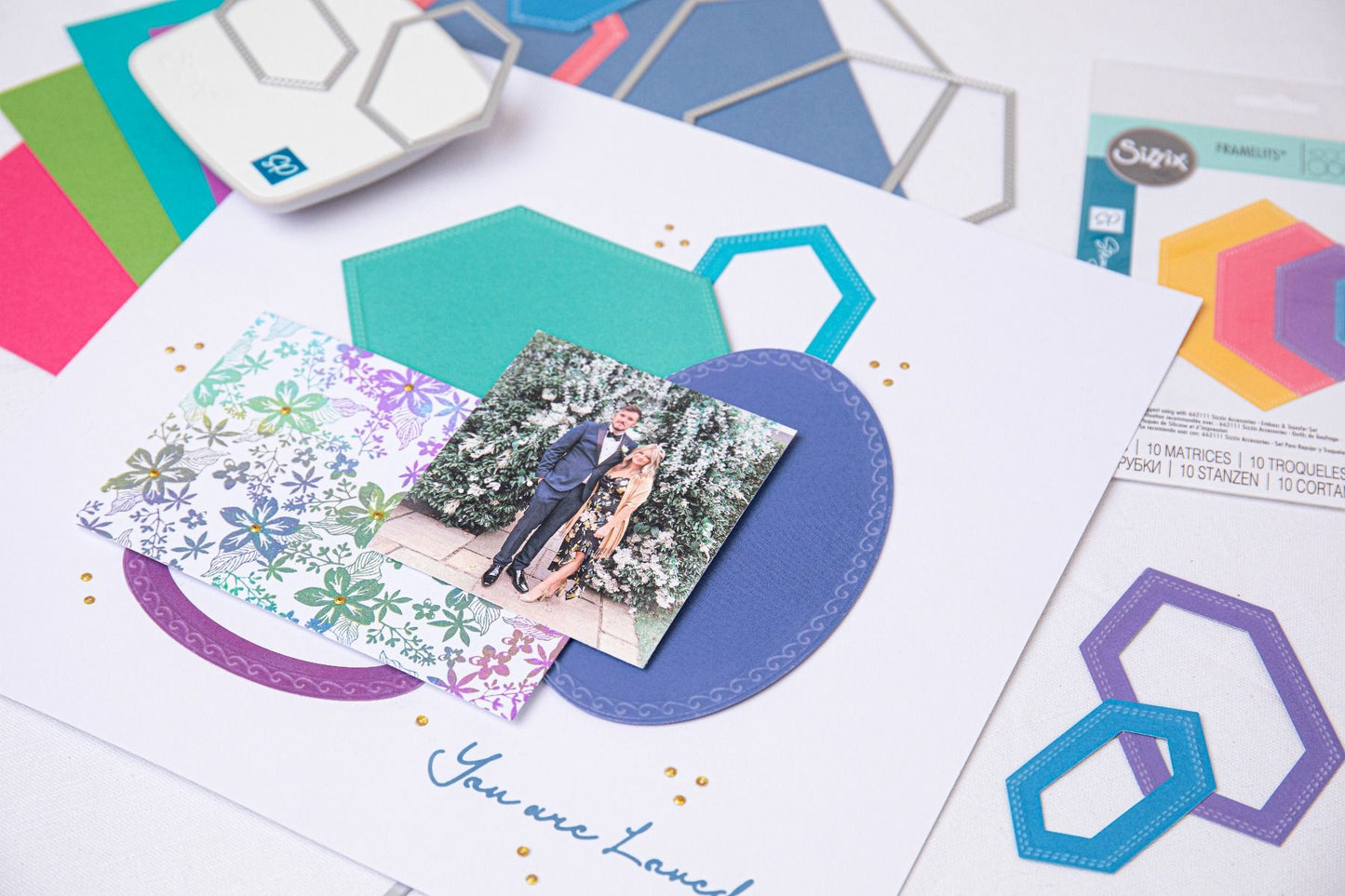 Sizzix Framelits Die Set 10PK Fanciful Framelits Belinda Stitched Hexagons by SP