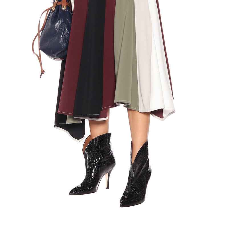 Women's Patent Leather Stiletto Ankle Boots – Pointed Toe Stone Pattern Fashion Boots