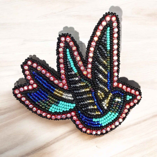 Sky Blue Beaded Hummingbird Barrette