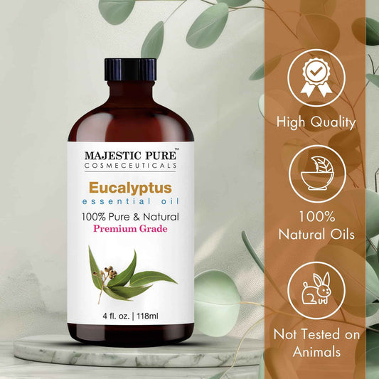 Majestic Pure Eucalyptus Essential Oil - Huge 118 ml - 100% Pure and Natural Oil for Soap Making Scent- Premium Grade with Glass Dropper 🍁 All In One Marketplace Canada