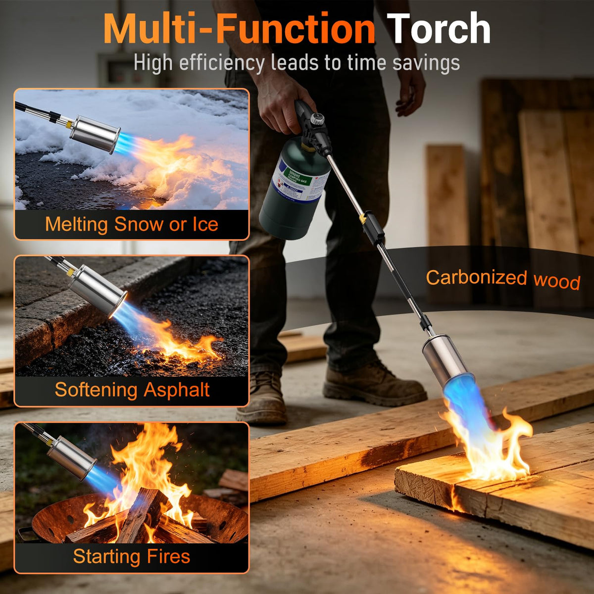 Sondiko Propane Torch Weed Burner, Ideal Weed Torch, Gas Welding Equipment, Heavy Duty Blow Torch with Turbo Trigger for Garden Stumps Wood Snow and Roofing đ All In One Marketplace Canada