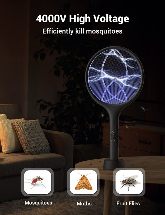 YISSVIC Bug Zapper Racket Electric Fly Swatter Fly Zapper Indoor Outdoor Rechargeable (Black-2 Piece) 🍁 All In One Marketplace Canada