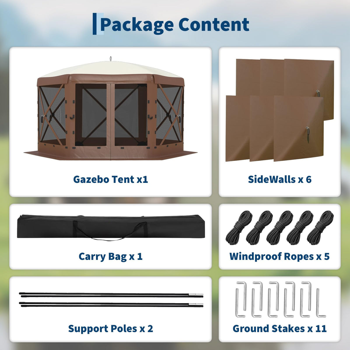 Garvee 13x13 Pop Up Gazebo, 6 Wind Panels, Instant Setup, Full Mesh, Khaki đ All In One Marketplace Canada