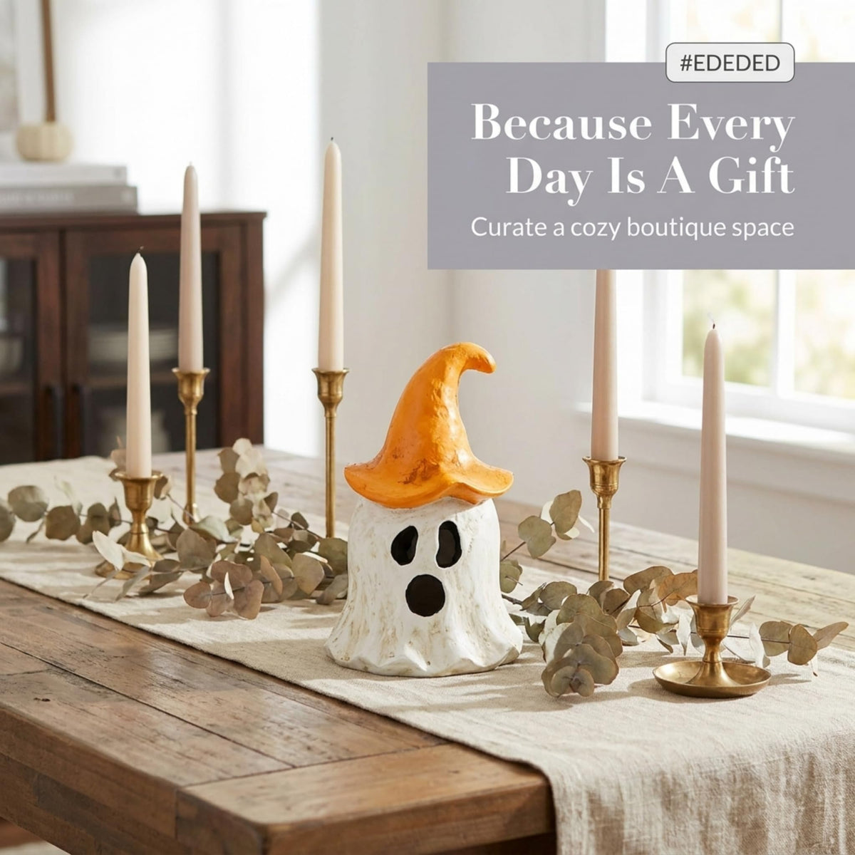 Mud Pie Halloween Lantern, Orange Ghost Witch Lantern, 3.75 x 6.75 Inch