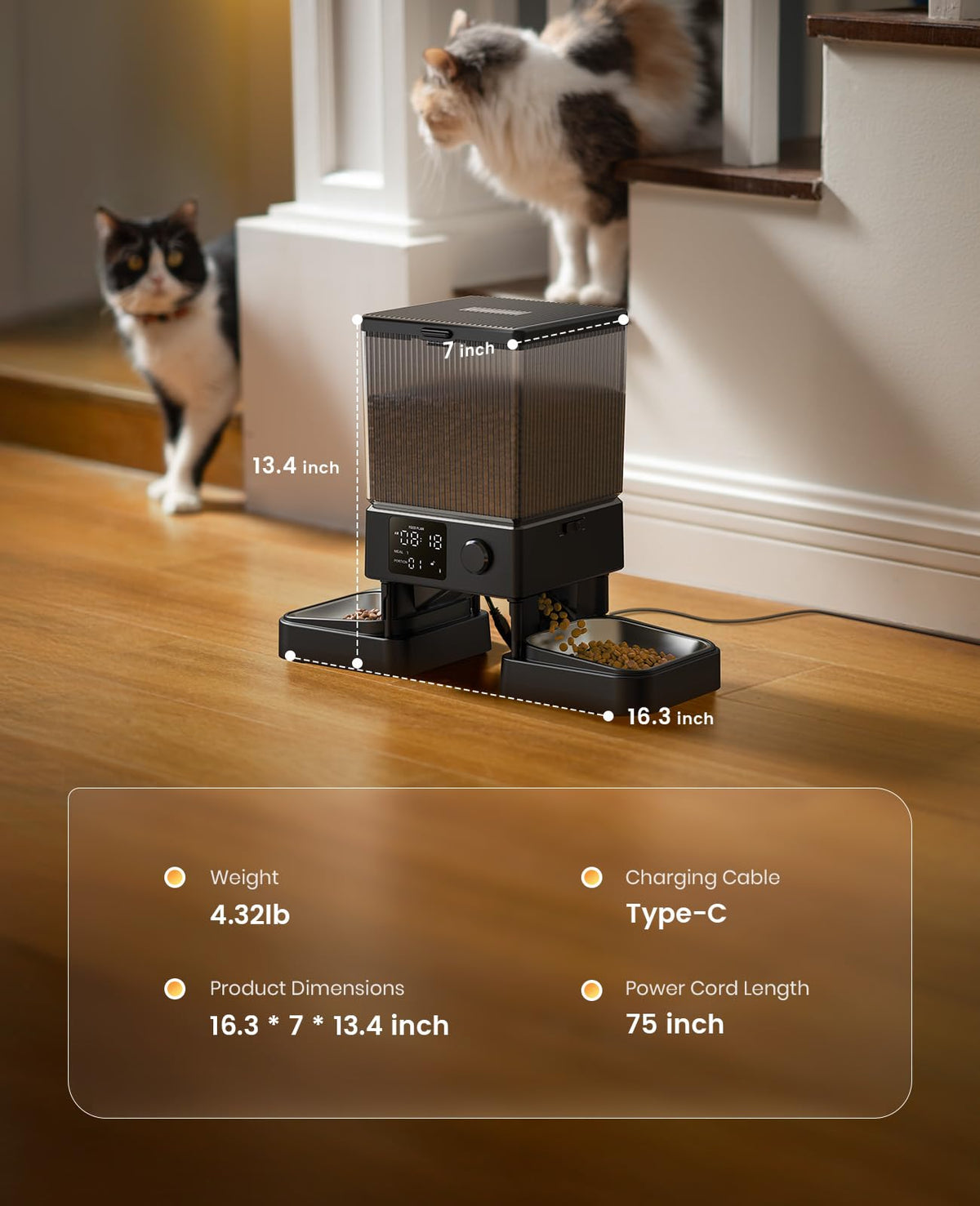 oneisall Automatic Cat Feeder for 2 Cats, 20 Cups/5L Automatic Cat Food Dispenser for Small Pets Indoor, Timed Cat Feeder for Dry Food ๐ All In One Marketplace Canada