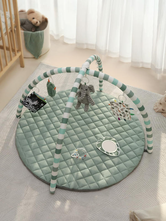 Baby Play Gym Mat, Tummy Time Activity Mat with 6 Detachable Toys for Stage-Based Sensory and Motor Skill Development, Washable Play Mats for Infant, Newborn Baby Essentials, Sage Green 🍁 All In One Marketplace Canada