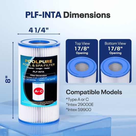 POOLPURE Replacement Filter for Type A or C, Compatible with Intex 29000E/59900E, Easy Set Pool Filters, Summer Escapes or Summer Waves Above Ground Pools, 4 Pack 🍁 All In One Marketplace Canada
