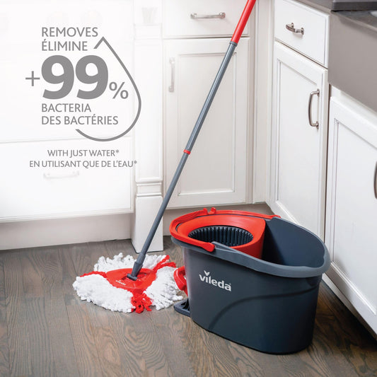 Vileda EasyWring Spin Mop & Bucket Floor Cleaning System with Power Mop Head | Hands-Free Wringing Mop Bucket | Extendable Handle | Safe on All Floor Types| Mop Refill Removes Tough Dirt and Grime 🍁 All In One Marketplace Canada