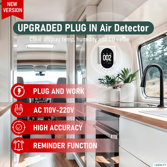 LSENLTY Carbon Monoxide Detector Plug in, Portable CO Monitor for Travel, Air Quality Detector Check CO, Temp and Humidity, HD Screen&Indicator, Visual&Audible Alert for Camping Travel 🍁 All In One Marketplace Canada