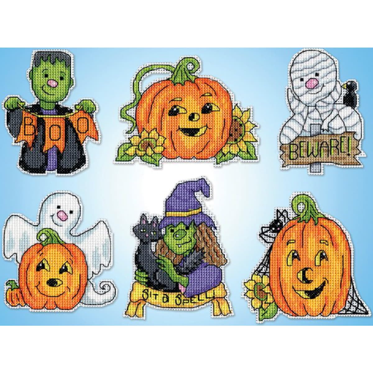 Halloween Friends Counted Cross Stitch Ornament Kit - Set/6
